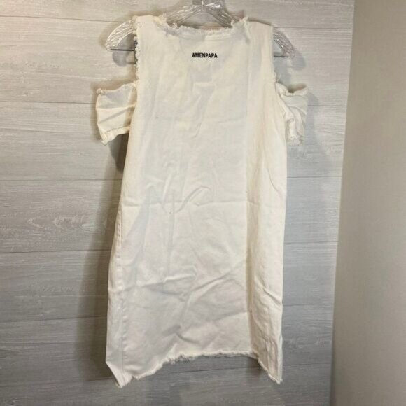 AMENPAPA Women's Casual Cold Shoulder Short Sleeve Love is Patient Print dress - Picture 4 of 5